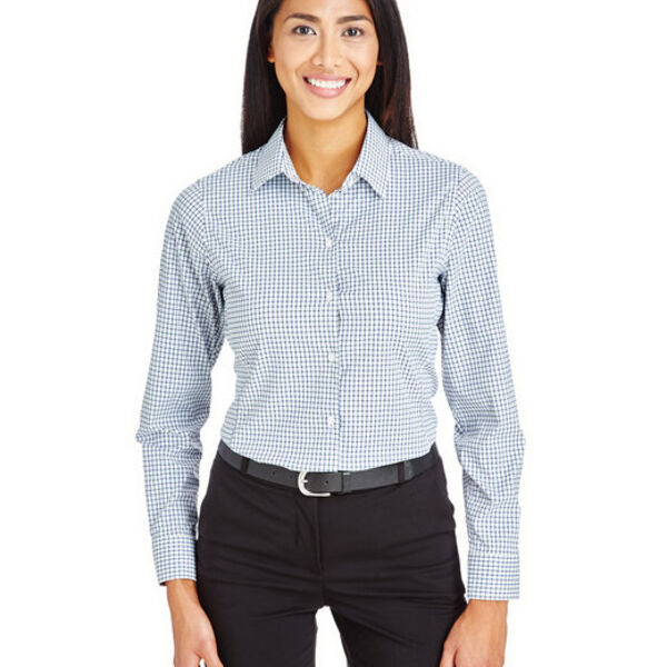 CrownLux Performance® Ladies' Micro Windowpane Woven Shirt Thumbnail