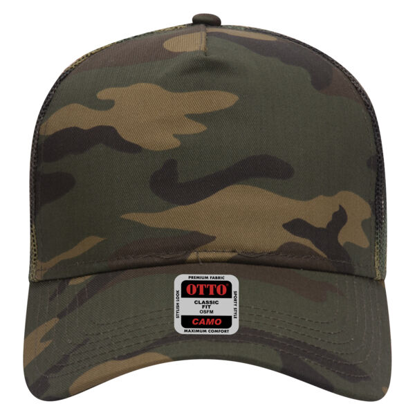 OTTO CAP® Camouflage 5 Panel Mid Profile Mesh Back Trucker Hat Thumbnail