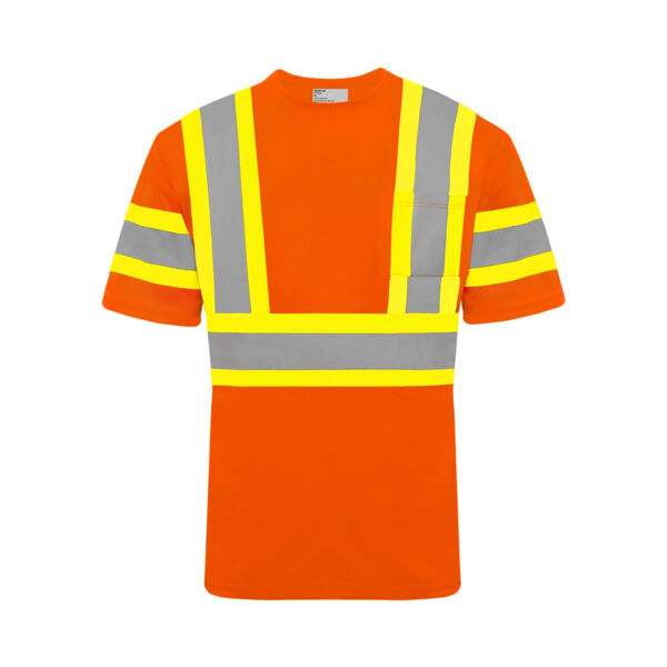 Short Sleeve Polyester Traffic T-Shirt, 4″ Refl. Tape w/ Arm Band Thumbnail
